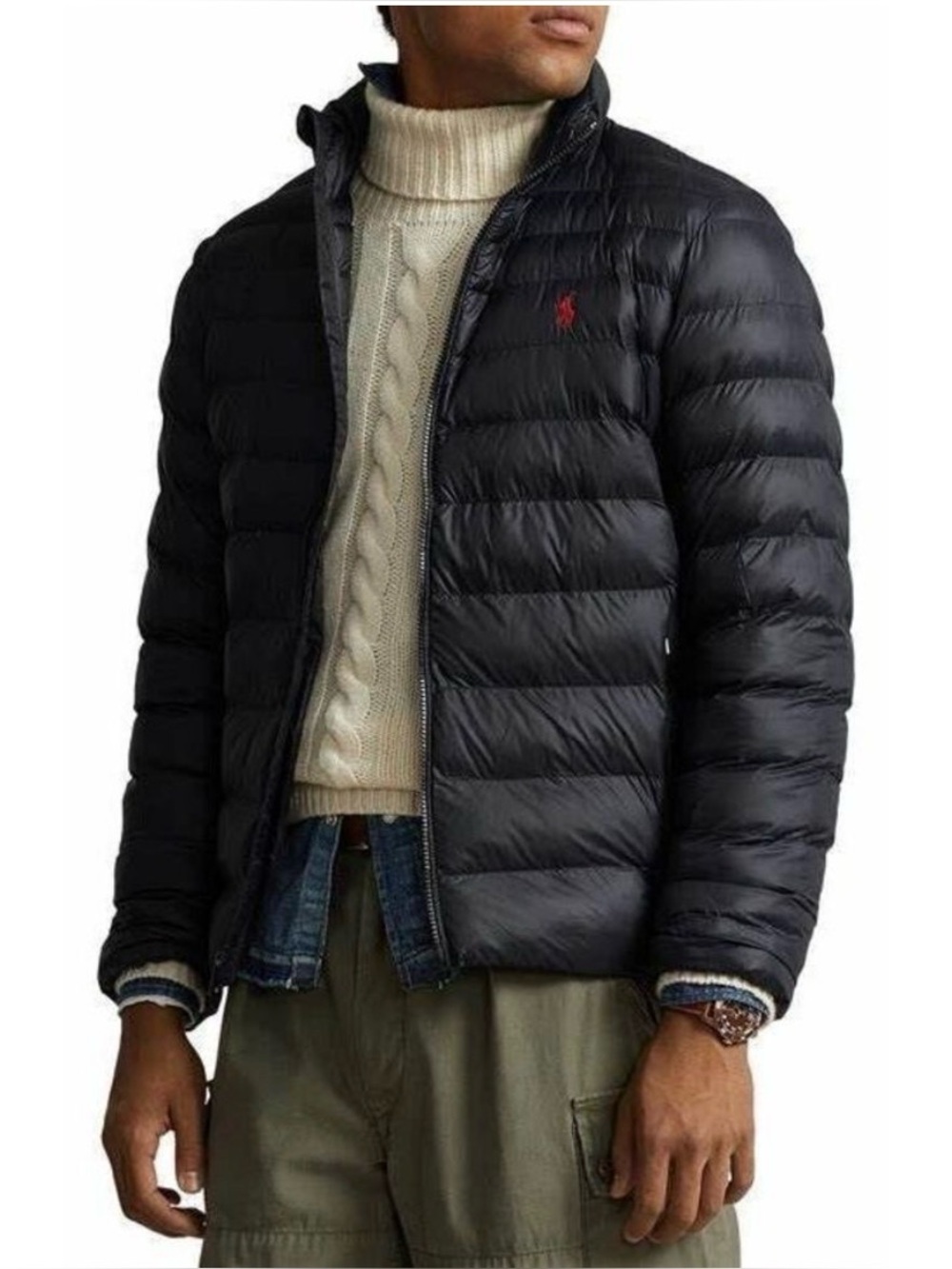 Polo Ralph Lauren Terra Hybrid Recycled Nylon Packable Puffer Jacket Black XL